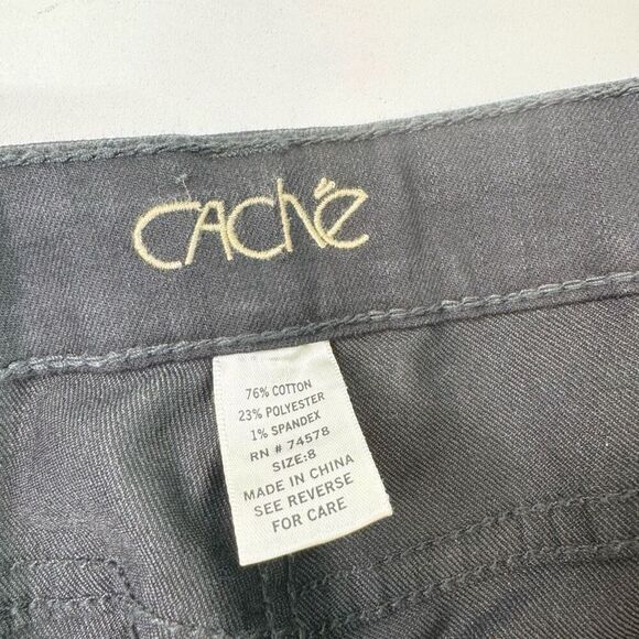 Cache Jeans Womens 8 Black Boot Cut Flare Beaded Sequins Embellished Dark Denim - Picture 9 of 10